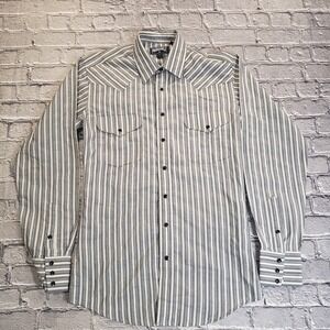 Panhandle Striped Pearl Snap Shirt Small